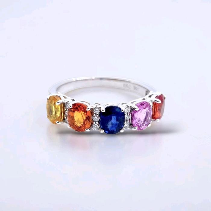 Rainbow Oval Diamond Ring 18K / Cincin Pelangi Oval 18K / Diamond Jewelry / 120BC83800AB