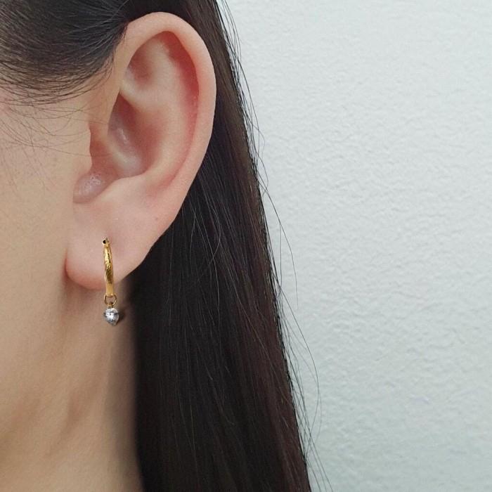 Anting Emas Hoop Ulir 700K Diamond Jewelry-385AMS098LS-HT