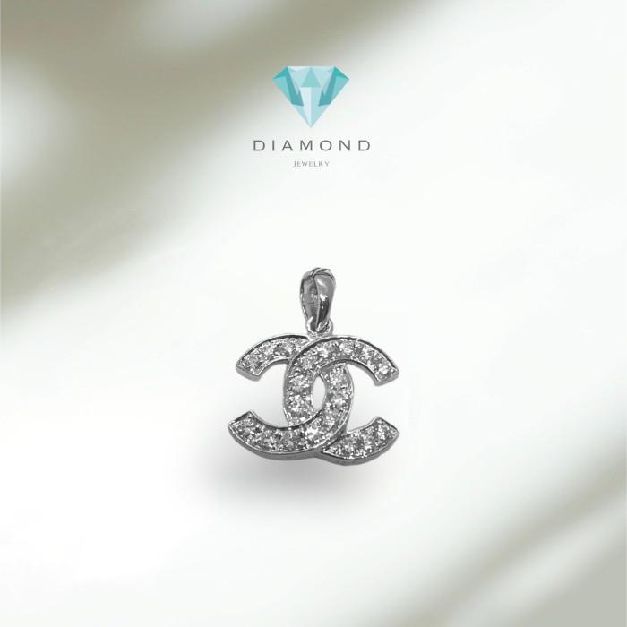 Double C logo diamond pendant 18k/ liontin berlian-Diamond Jewelry-99LBPF414WPLS-HT