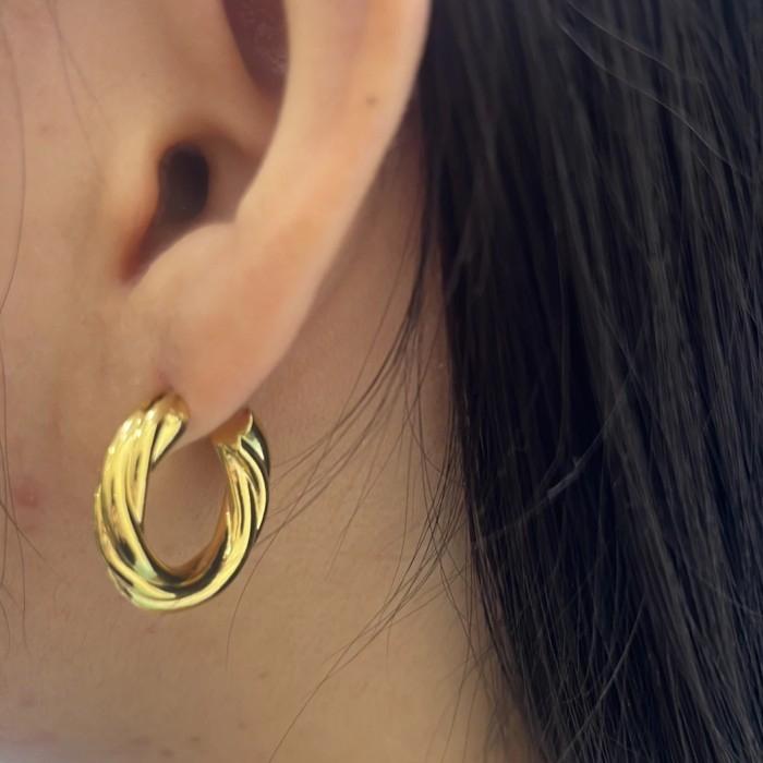 Vintage hoop 18k gold earring-Diamond Jewelry