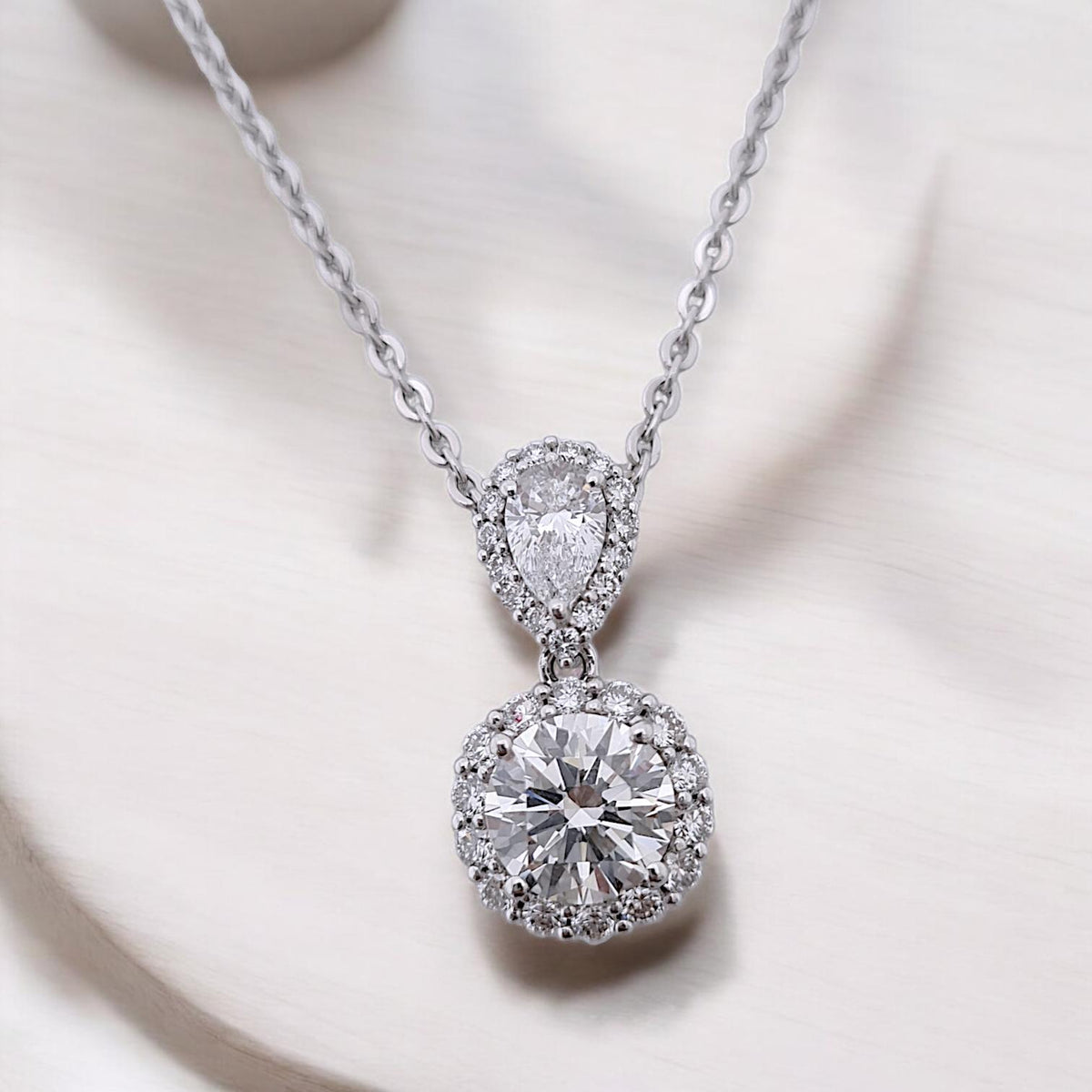 Liontin Tear Roud Double Lab Grown Diamond Pendant 18K / Elsy Diamond Jewelry - 2LBL7900PF - HT
