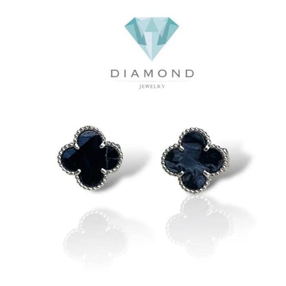 Pietersite earring 18k white gold-Diamond Jewelry