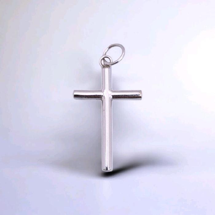 Plain White Gold Cross Pendant 18K / Liontin Salib Emas Putih Polos 18K / Diamond Jewelry /202LMSLS2