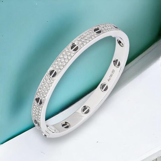 Onyx love diamond pave bangle crt bracelet-Diamond Jewelry