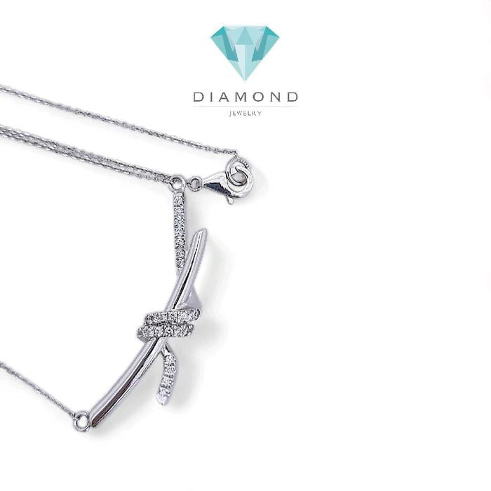 Knot Diamond Necklace 18K / Diamond Jewelry-390KBD5131SD-HT