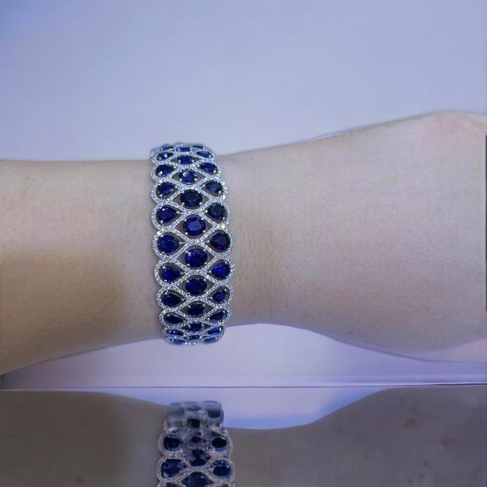 Sapphire Blue Royal Diamond Bangle-Diamond Jewelry