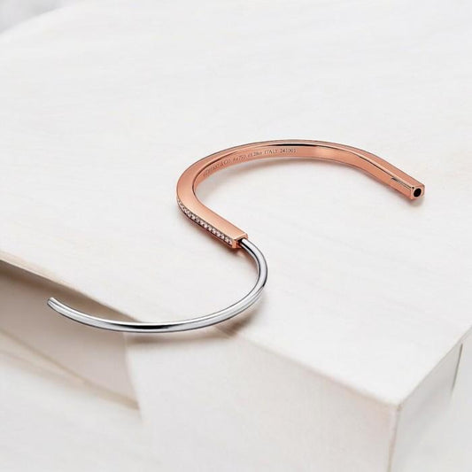 Narrow lock diamond half pavebangle t/gelang lock thin setengan berlian 18k