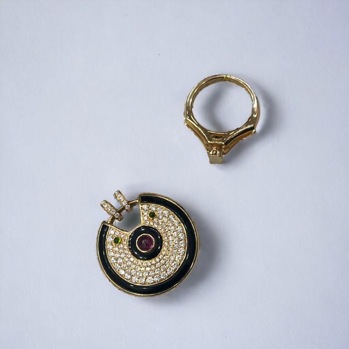 Amulette pendant ring diamond 18k crt -Diamond Jewelry crt