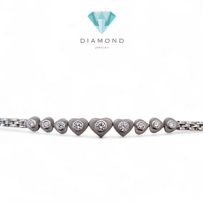 Diamond Hearts bracelet 18k white gold-Diamond Jewelry