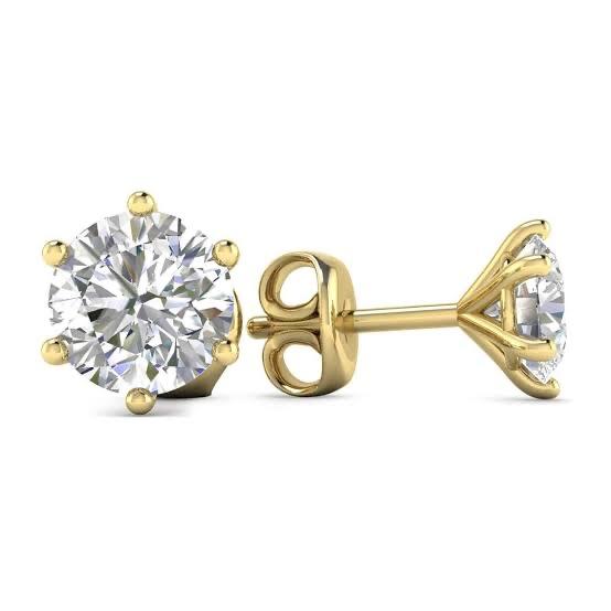 Anting emas solitaire kristal 18 Krt putih/gold Diamond Jewelry