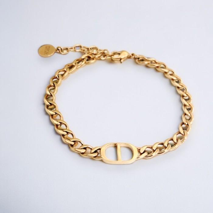 CD initial chain bracelet 18k gold -Diamond Jewelry