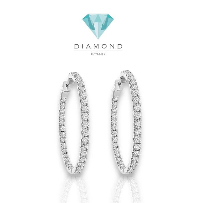 Diamond Hoop earring 18k white gold/anting berlian hoop bulat 18k-Diamond Jewelry