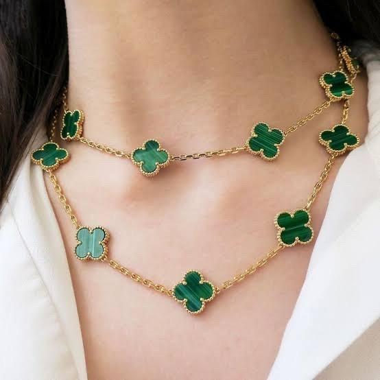 Vancleef alhambra green necklace Malechite Diamond jewelry