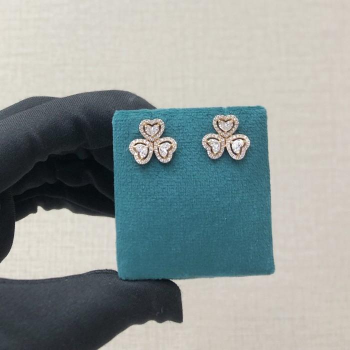 Anting Triheart Berlian Rose Gold/ Triheart clover heart diamond earring 18k-Diamond Jewelry