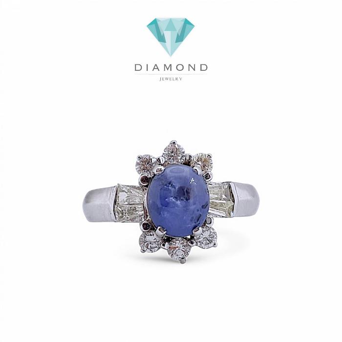 Blue Sapphire Diamond Ring 18K / Diamond Jewelry
