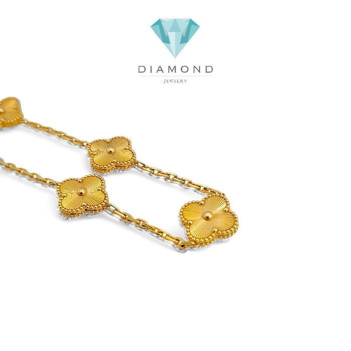 Gelang Bunga Clover Gold 18K 5 Motif Bunga Ukuran 15mm 13-15gr/ gold clover bracelet 18k - Vintage 15 mm