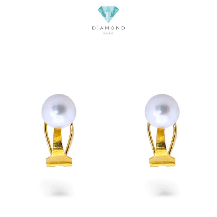 Gold Pearl Clips Earrings 23K / Anting Emas Pearl Clips 23K / Diamond Jewelry / 21AM4WP
