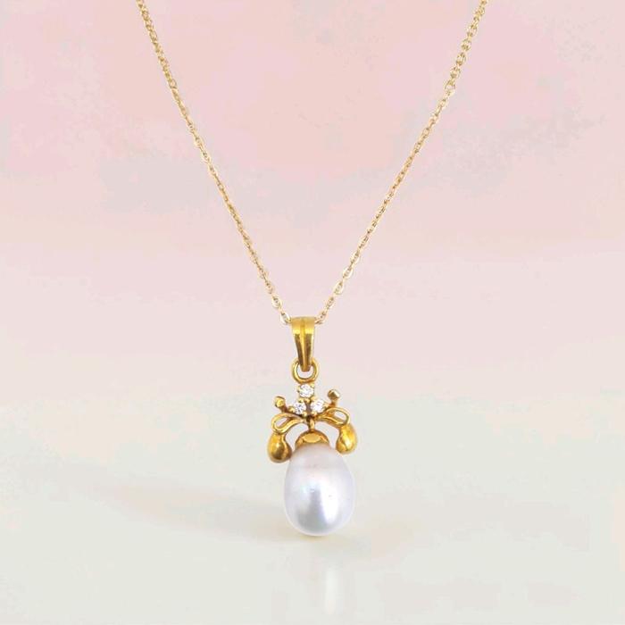 Gold Pearl Pendants 23K / Liontin emas mutiara 23K / Diamond Jewelry / 206LMSWP5
