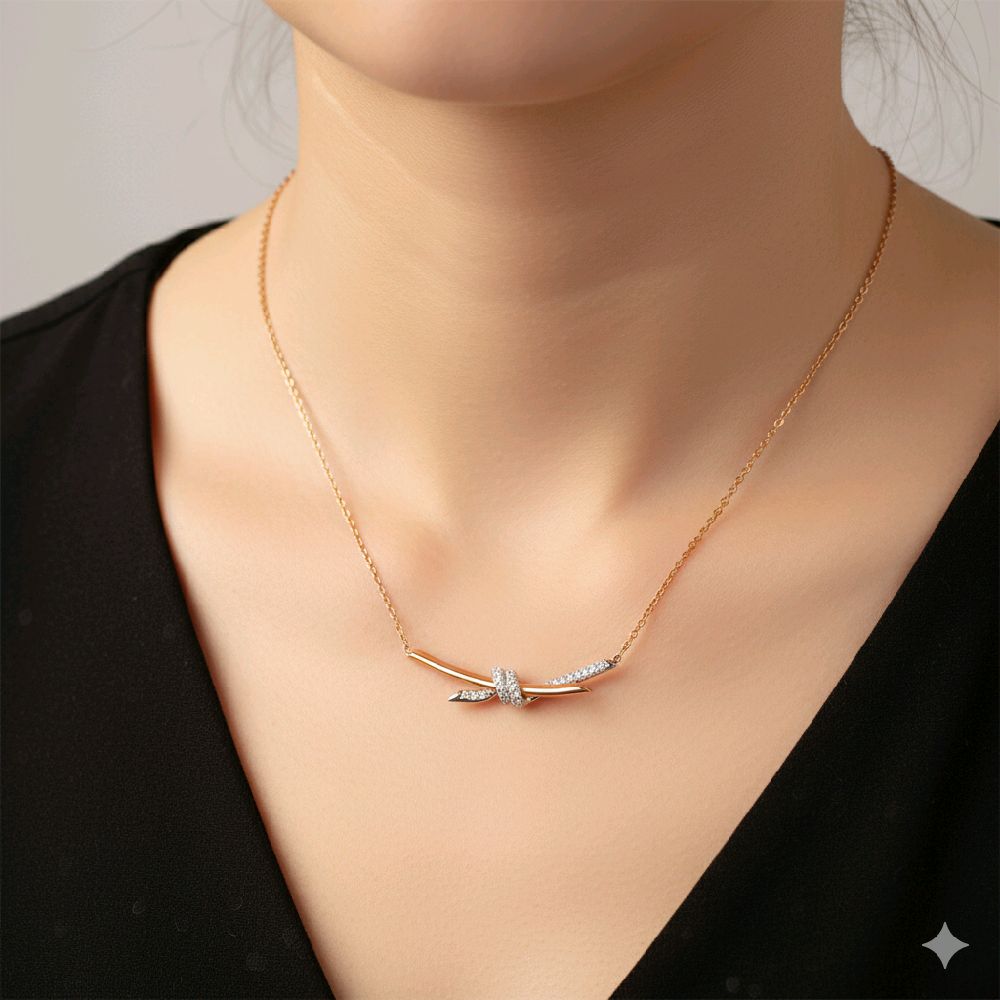 Knot Diamond Necklace 18K / Kalung Berlian Knot 18K / Diamond Jewelry 117KBD98000AB-HT