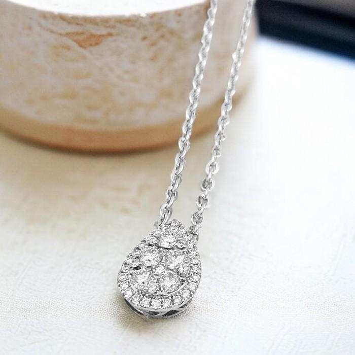 Pearshape diamond necklace 18k white gold-Diamond Jewelry