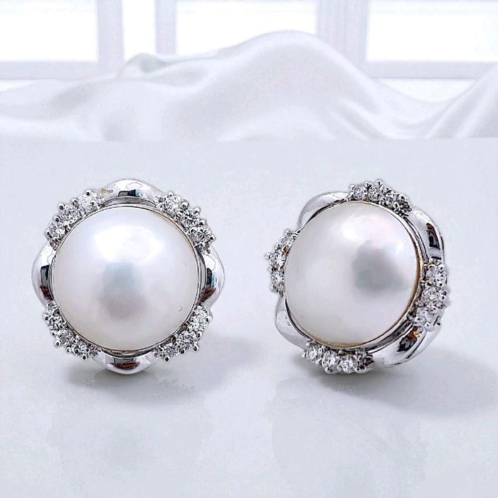 Flower Pearl Diamond Earring 18K / Diamond Jewelry 45AMGT1780WP-HT