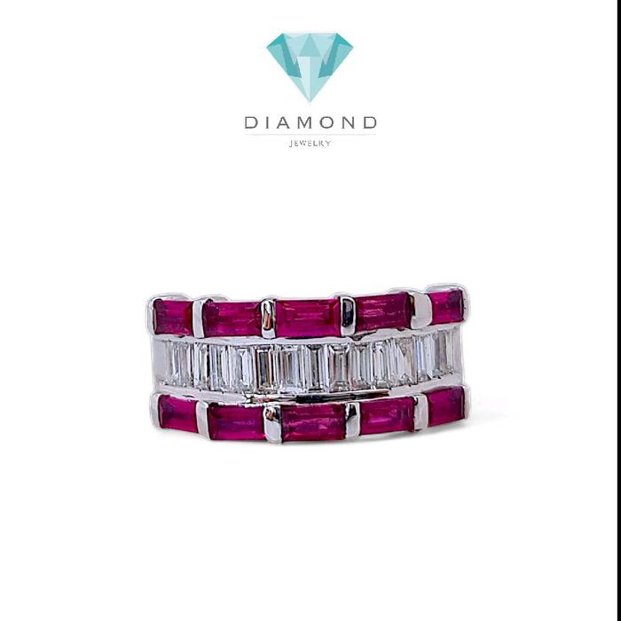 Ruby Baguette Diamond Ring 18K / Diamond Jewelry 9BC10800RB