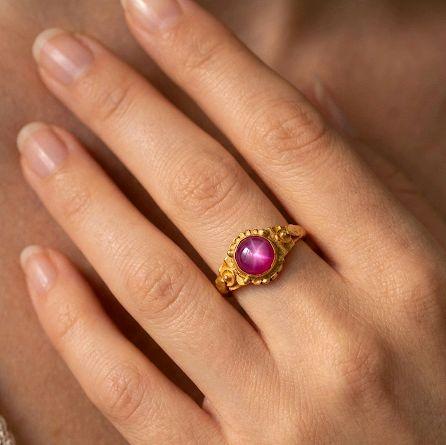 Pink Solitaire Gold Ring 23K / Cincin Emas Solitaire Pink 23K / 84CMSWP2