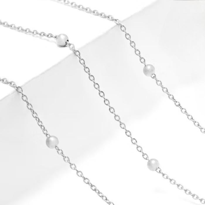 Kalung emas putih biji kecil 18k gold/white gold necklace/kalung emas biji lada-Diamond Jewelry