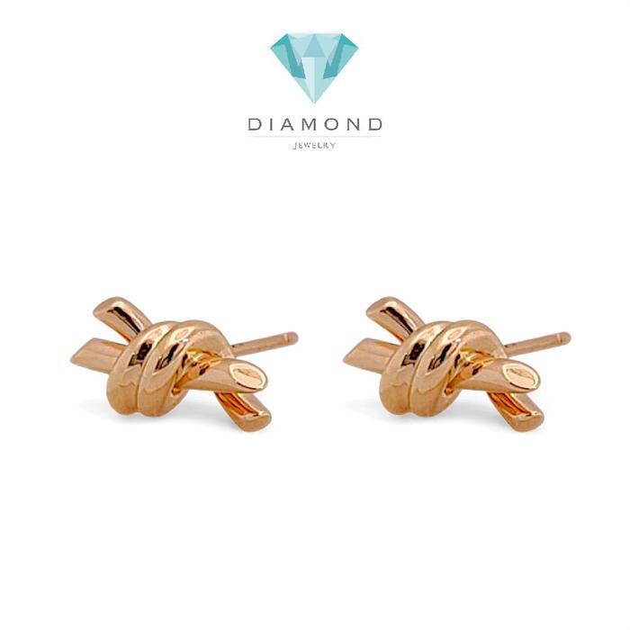 Knot Gold Earring 18K / Anting Knot 18K / Diamond Jewelry 394ABD414RY-HT