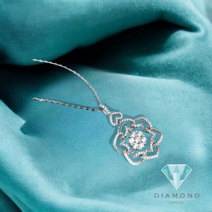 Kalung berlian bunga bulat 18K