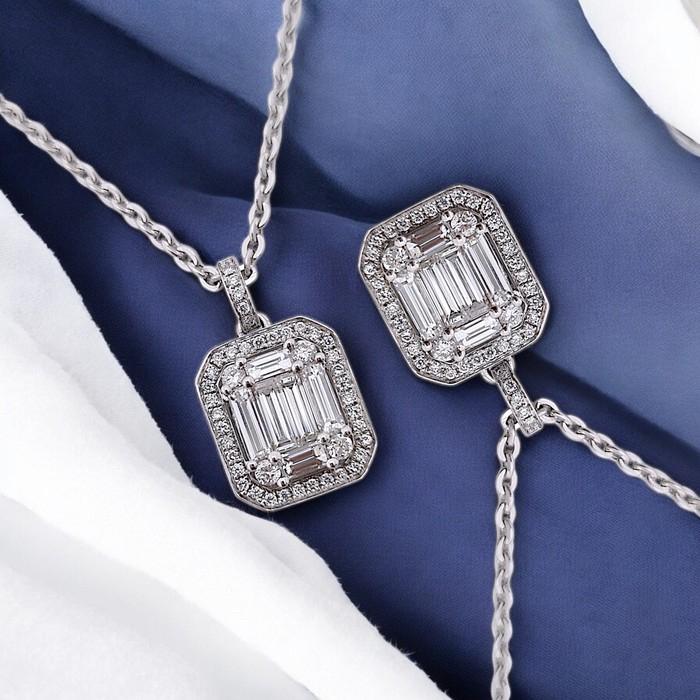 Liontin Magic  solitaire espera Baguette 18K / Diamond Jewelry