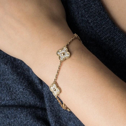 Sweet alhambra diamond 6 clover vc bracelet 18k-Diamond Jewelry