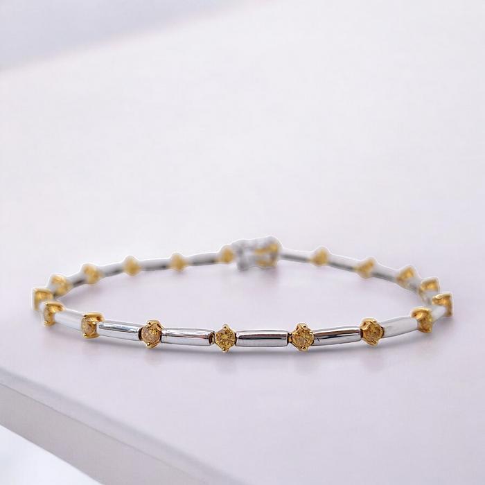 Diamond Bracelet Yellow Diamond tennis 18k white gold-Diamond Jewelry