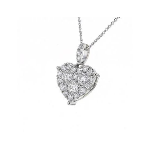 Diamond pave heart pendant 18K white gold-Diamond Jewelry