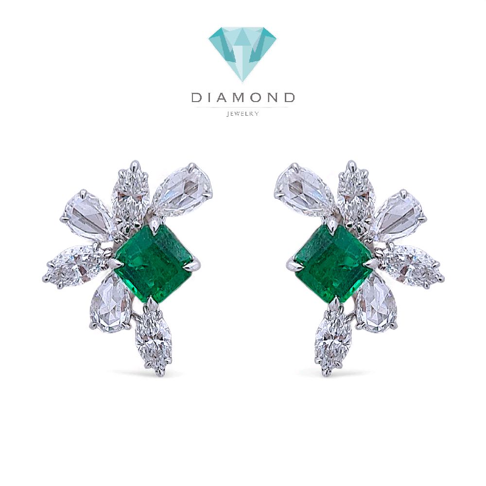 Leaf Emerald Diamond Earring 18K / Anting Berlian Emerald Daun 18K / Diamond Jewelry 20BA7000VN-HT