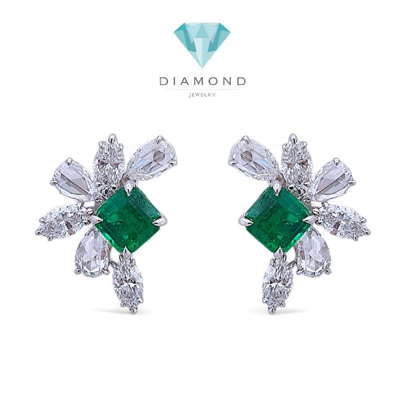 Leaf Emerald Diamond Earring 18K / Anting Berlian Emerald Daun 18K / Diamond Jewelry 20BA7000VN-HT