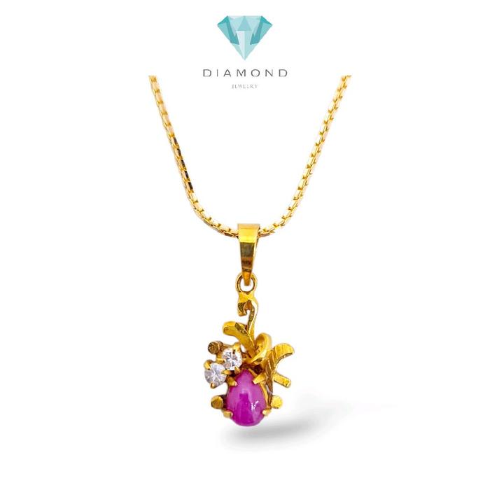 Ruby Floral Pendants 23K / Liontin Bunga Ruby 23K / Diamond Jewelry / 191LMSWP2