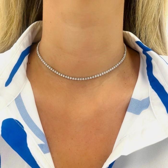 Tennis necklace diamond round 18k 8ct-Diamond Jewelry
