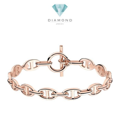 Chain anchor  Ancher H chain bracelet  Bangle chain 18k rose gold -Diamond Jewelry