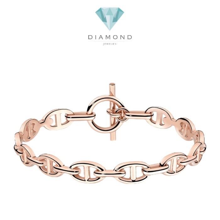 Chain anchor  Ancher H chain bracelet  Bangle chain 18k rose gold -Diamond Jewelry