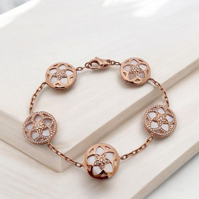 Flower MOP Diamond Bracelet 18K / Diamond Jewelry-99GBD179300AB-HT