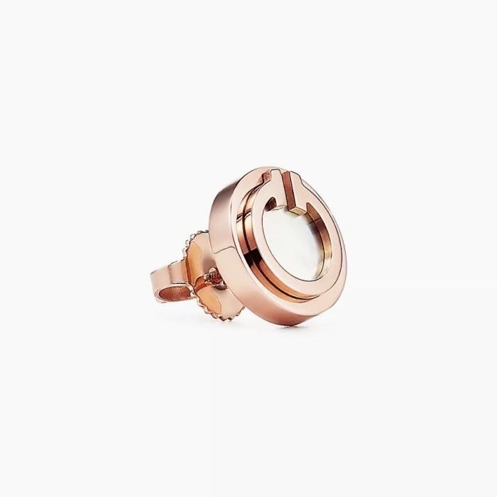 Round T pearl 18k rose gold earring- Diamond Jewelry