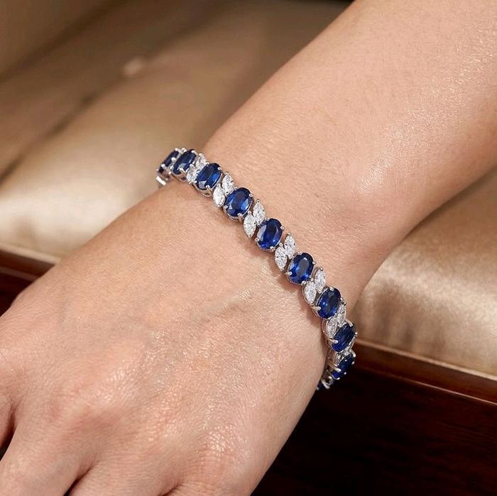 Blue Sapphire Diamond Bracelet 18K / Gelang Berlian Blue Sapphire 18K / Diamond Jewelry / 8GB11500PGK