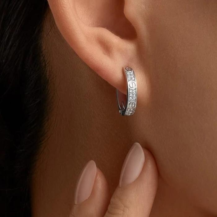 Love CRT Diamond Earrings duo hoop / Diamond Jewelry