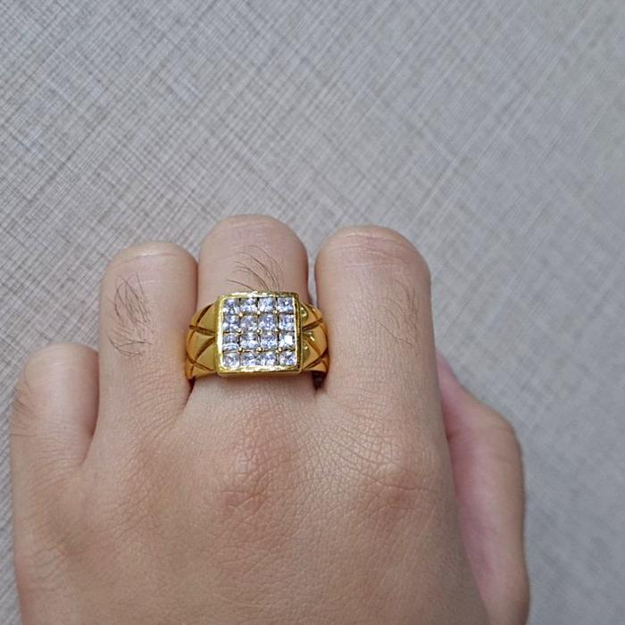 Cincin Mas Laki Square 23K-Diamond Jewelry