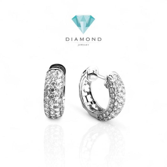 Anting Hoop klip Vintage Berlian 18K/diamond klip wide hoop earring-Diamond Jewelry