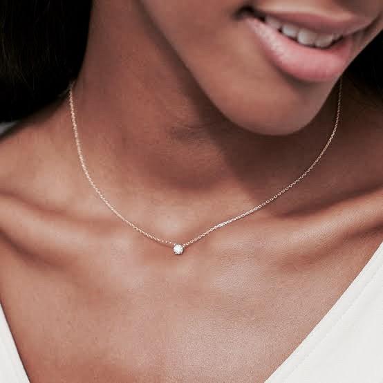 Diamond solitaire necklace 18K white gold with necklace
