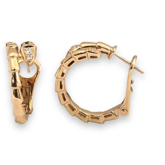 Ulo diamond earring hoop 18k rose gold serpent-Diamond jewelry