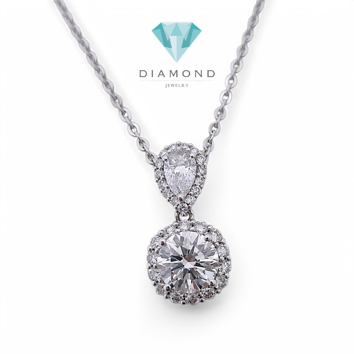 Liontin Tear Roud Double Lab Grown Diamond Pendant 18K / Elsy Diamond Jewelry - 2LBL7900PF - HT