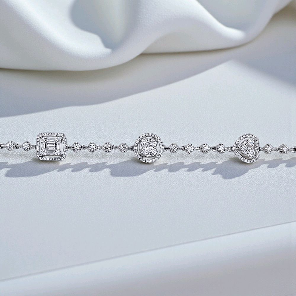 Fancy Tennis Diamond Bracelet 18K / Gelang Berlian Tennis Fancy 18K / Diamond Jewelry 405GB3600LS